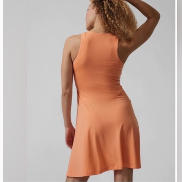 Athleta Santorini Thera knit a-line dress in peach color. Size Large. - Picture 2 of 6